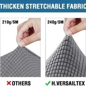 H.VERSAILTEX 3 Piece Stretch Sofa Covers for 2 Cushion Sofa Couch Covers for Living Room Furniture Cover (Base Cover Plus 2 Seat Cushion Covers) Thicker Jacquard Fabric(Large Sofa, Grey)