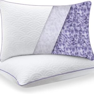 Memory Foam Pillows Queen Size Set of 2 Adjustable Cool Pillow for Side Back Stomach Sleepers Luxury Gel Pillow with Washable Cover