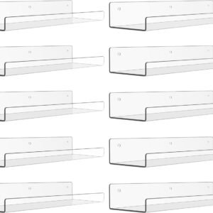 612hAm13GVL._AC_SL1500.jpg 4 Pack Acrylic Shelves for Wall Storage, 15" Floating Bookshelves for Kids, Display Shelf Organizer for Bathroom, Bedroom, Living Room, Kitchen, Room Decor, Clear