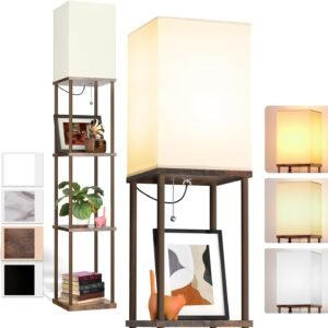 613ZD7sLfTL._AC_SL1500.jpg Floor Lamp with Shelves, 4-Tier Modern Shelf Floor Lamp with 3CCT LED Bulb, Display Lamp for Living Room, Bedroom and Office - Black