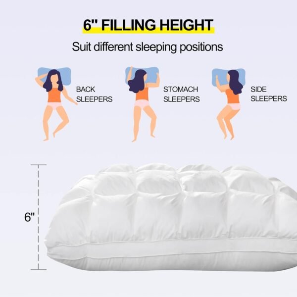 Soft Pillows Queen Size for Sleeping, Support Bed Pillows, Fluffy Down Alternative Pillow, Luxury Hotel Gel Pillows for Side Sleeping (White)