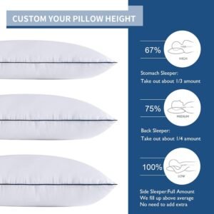 Pillows Standard Size Set of 2,Adjustable Microfiber Standard Pillows with Hollow Fiber,Hotel Quailty Bed Pillows for Sleeping 2 Pack for Side Sleeper