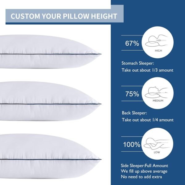 Pillows Standard Size Set of 2,Adjustable Microfiber Standard Pillows with Hollow Fiber,Hotel Quailty Bed Pillows for Sleeping 2 Pack for Side Sleeper