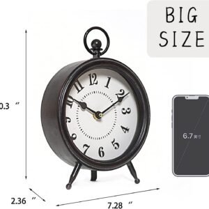 616rip4CVPL._AC_SL1500.jpg Vintage Black Table Clock on Stand, Decorative Desk and Shelf Clock, Rustic Mantel Clock Farmhouse Clock Non-Ticking