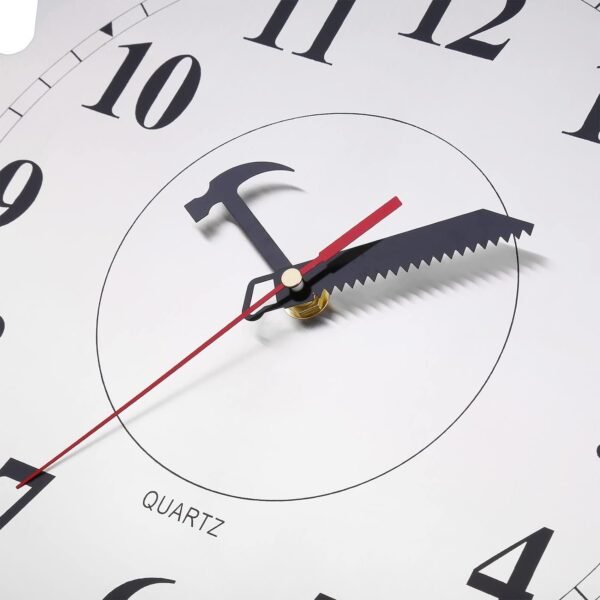12 Inch Metal Wall Clock with Circular Saw Blade Dial, Handsaw and Hammer Pointer,Great Decor for Garage,Workshop and Man Cave