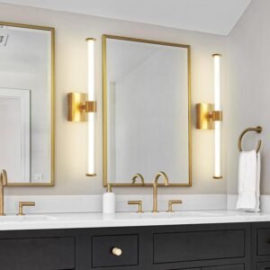 Gold Bathroom Vanity Light Fixtures Over Mirror 22 inch Modern LED Vanity Lights for Bathroom with Clear Glass Shade 4000K Bathroom Sconce 360° Bathroom Lighting(Gold 22 inch)