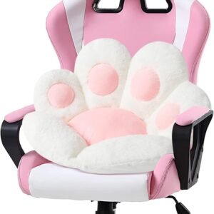 Cat Paw Cushion Kawaii Chair Cushions 27.5 x 23.6 inch Cute Stuff Seat Pad Comfy Lazy Sofa Office Floor Pillow for Gaming Chairs Room Decor White