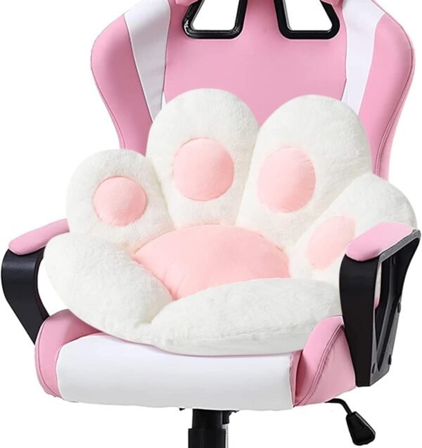Cat Paw Cushion Kawaii Chair Cushions 27.5 x 23.6 inch Cute Stuff Seat Pad Comfy Lazy Sofa Office Floor Pillow for Gaming Chairs Room Decor White