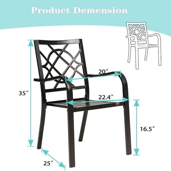 61AovejcURS._AC_SL1500.jpg 2 Pieces Outdoor Dining Chairs, Patio Bistro Wrought Iron Stackable Chairs with Armrest for Garden, Porch, Backyard, Black - Supports 250 lbs
