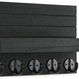 Key Holder for Wall, Decorative Key and Mail Holder with Shelf Has Large Hooks for Bags, Coats, Umbrella – Paulownia Wood Key Hanger with Mounting Hardware (9.8”W x 6.7”H x 4.2”D)