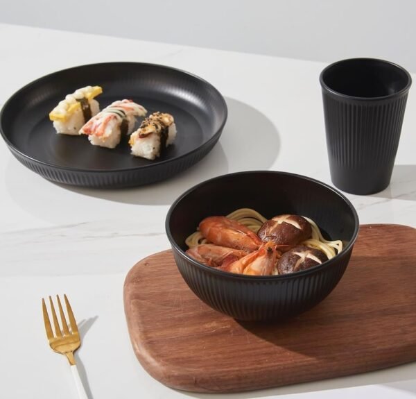 18pcs Wheat Straw Dinnerware Sets Kitchen Plates and Bowls Set, HXYPN Unbreakable Dinner Plates Cereal Bowls Drinking Cups Reusable Dishes Set Microwave Dishwasher Safe Plates