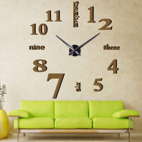 Large 3D DIY Wall Clock Frameless Mirror Surface Big Wall Clock Home Decoration for Living Room Bedroom Home Office Kids Room Hotel Coffee Hall Bar Wall Decoration