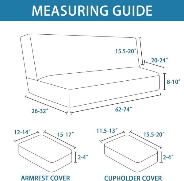 61CY8lt8y9L._AC_SL1500.jpg 4 Pieces Stretch Futon Covers Sofa Bed Slipcover with Removable Armrests and Cupholders Covers Furniture Protector High Spandex Small Checks Jacquard Fabric, Natural