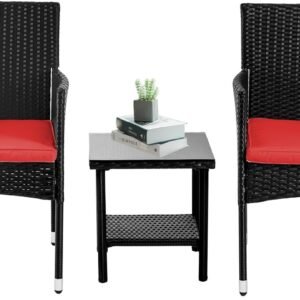 61DEmxxpANL._AC_SL1500.jpg 3 Piece Furniture Patio Chairs Wicker Outdoor Rattan Conversation Bistro Set for Backyard Porch Poolside Lawn (Brown)