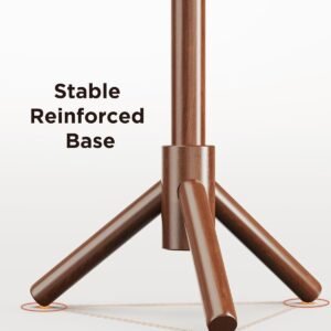 Coat Rack Stand, Wooden Coat Rack Freestanding with 8 Hooks, Coat Tree with 3 Height Configurations for Entryway, Hallway, Bedroom, Office, AMWCR01