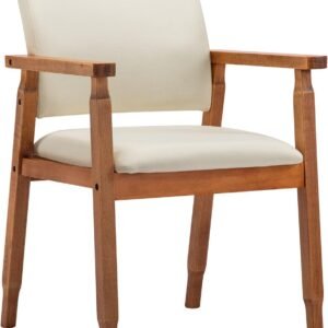 61F3a3Iht5L._AC_SL1500.jpg Mid Century Modern Walnut Dining Chairs Wood Arm Beige Fabric Kitchen Cafe Living Room Decor Furniture