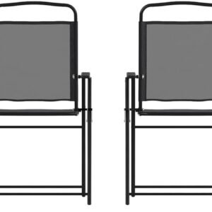 Mystic Folding Patio Sling Chairs, Outdoor Textilene Lawn Chairs with Armrests, Set of 2, Navy