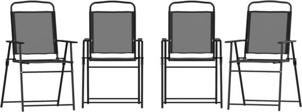 Mystic Folding Patio Sling Chairs, Outdoor Textilene Lawn Chairs with Armrests, Set of 2, Navy