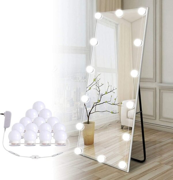 61FrclFXQ3L._AC_SL1500.jpg Vanity Lights for Mirror, 10 Bulbs Dimmable Mirror Lights Stick On, 11.8Ft Adjustable Length Makeup Light, Vanity Lighting Fixtures for Hollywood Mirror(No Mirror Included)
