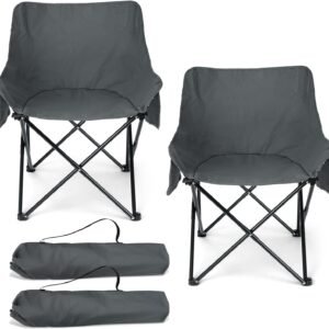 61GjYEGkgyL._AC_SL1500.jpg Camping Chair for Adults, Compact Folding Portable Chairs Set with Side Pockets for Outdoors Fishing, Hiking, Backpacking, Picnic, Beach, Travel, Supports to 250lbs, & Storage Bags (Black)