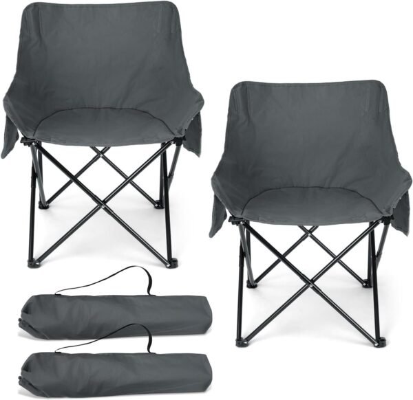 61GjYEGkgyL._AC_SL1500.jpg Camping Chair for Adults, Compact Folding Portable Chairs Set with Side Pockets for Outdoors Fishing, Hiking, Backpacking, Picnic, Beach, Travel, Supports to 250lbs, & Storage Bags (Black)