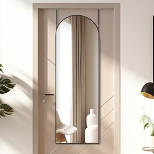Floor Mirror, 58"×18" Arched Full Length Mirror with Stand, Standing Mirror, Full Body Mirror, Large Mirror, Arched Wall Mirror, Freestanding, Aluminum Frame - Gold