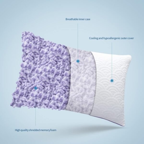 Memory Foam Pillows Queen Size Set of 2 Adjustable Cool Pillow for Side Back Stomach Sleepers Luxury Gel Pillow with Washable Cover