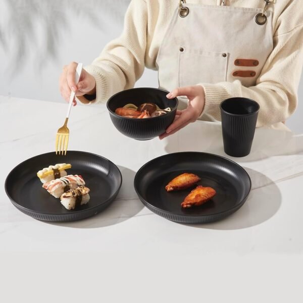 18pcs Wheat Straw Dinnerware Sets Kitchen Plates and Bowls Set, HXYPN Unbreakable Dinner Plates Cereal Bowls Drinking Cups Reusable Dishes Set Microwave Dishwasher Safe Plates