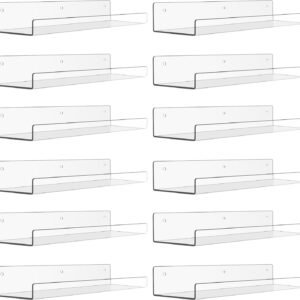 61IXG9_mmAL._AC_SL1500.jpg 4 Pack Acrylic Shelves for Wall Storage, 15" Floating Bookshelves for Kids, Display Shelf Organizer for Bathroom, Bedroom, Living Room, Kitchen, Room Decor, Clear