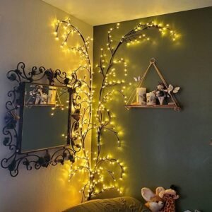 61JAv9ctebL._AC_SL1086.jpg Enchanted Willow Vine Light, Christmas Decorations Flexible DIY Vines for Room Decor, 144 LEDs Artificial Plants Tree Branches,7.5FT Vines with Lights for Wall Bedroom Living Room Decor(1PCS)