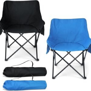 61JG3yzhGKL._AC_SL1500.jpg Camping Chair for Adults, Compact Folding Portable Chairs Set with Side Pockets for Outdoors Fishing, Hiking, Backpacking, Picnic, Beach, Travel, Supports to 250lbs, & Storage Bags (Black)