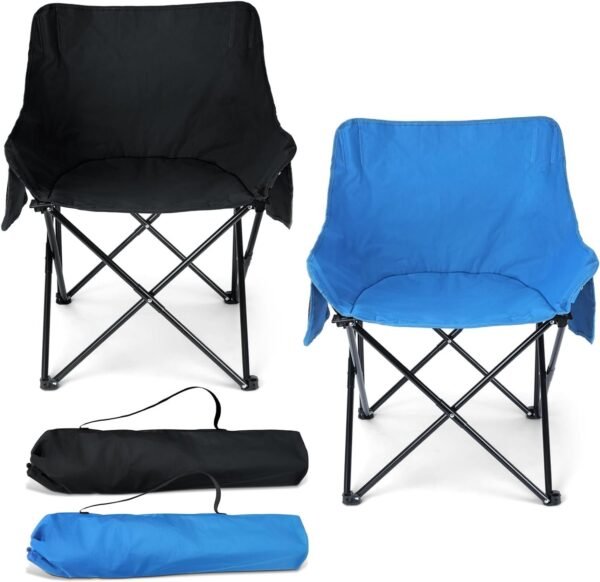 61JG3yzhGKL._AC_SL1500.jpg Camping Chair for Adults, Compact Folding Portable Chairs Set with Side Pockets for Outdoors Fishing, Hiking, Backpacking, Picnic, Beach, Travel, Supports to 250lbs, & Storage Bags (Black)