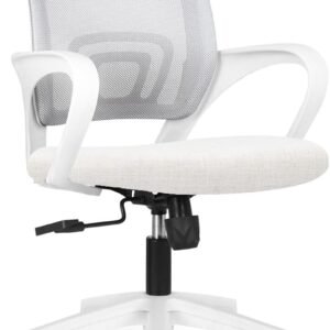 Office Computer Desk Chair Gaming-Ergonomic Mid Back Cushion Lumbar Support with Wheels Comfortable Blue Mesh Racing Seat Adjustable Swivel Rolling Home Executive (Black)