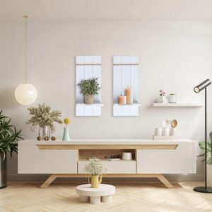 Candle Sconces Wall Decor Set of 2- Handmade Wall Sconce Candle Holder- White Wood Wall Home Decor- Modern Farmhouse Wall Decorations for Living Room, Bedroom, Bathroom, Dining Room