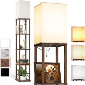 61LP-J5vbfL._AC_SL1500.jpg Floor Lamp with Shelves, 4-Tier Modern Shelf Floor Lamp with 3CCT LED Bulb, Display Lamp for Living Room, Bedroom and Office - Black