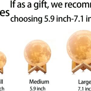 Moon Lamp 2024 Upgrade 128 Colors with Timing- 3D Printing Moon Night Light for Kids Adults- Valentines Day Gifts for Kids/Her/Women- Wooden Stand & Remote/Touch Control