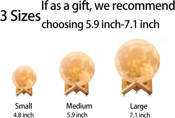 Moon Lamp 2024 Upgrade 128 Colors with Timing- 3D Printing Moon Night Light for Kids Adults- Valentines Day Gifts for Kids/Her/Women- Wooden Stand & Remote/Touch Control