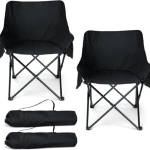 61MWphyfDbL._AC_SL1500.jpg Camping Chair for Adults, Compact Folding Portable Chairs Set with Side Pockets for Outdoors Fishing, Hiking, Backpacking, Picnic, Beach, Travel, Supports to 250lbs, & Storage Bags (Black)