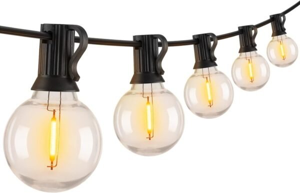 61MzGCXfG9L._AC_SL1500.jpg Outdoor String Lights 60 Feet G40 Globe Patio Lights with 32 Edison Shatterproof Bulbs(2 Spare), Waterproof Connectable Hanging Christmas Lights for Backyard Porch Balcony Party Xmas Decor