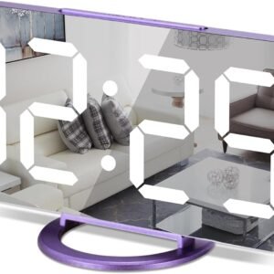 Digital Alarm Clock,7 in LED Mirrored Clocks Large Display,with 2 USB Charger Ports,Auto Dim,Night Mode,Modern Desktop Electronic Clocks for Bedroom Home Office Decor - Gold