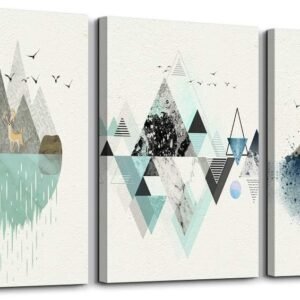 Canvas Wall Art For Living Room Office Wall decor Abstract Geometry Mountain Wall Artworks Pictures for Bedroom 3 Panels bathroom Wall Paintings posters Home Decoration 12x16 inch 3 piece