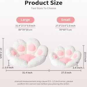 Cat Paw Cushion Kawaii Chair Cushions 27.5 x 23.6 inch Cute Stuff Seat Pad Comfy Lazy Sofa Office Floor Pillow for Gaming Chairs Room Decor White