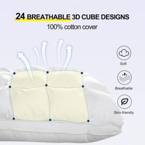 Soft Pillows Queen Size for Sleeping, Support Bed Pillows, Fluffy Down Alternative Pillow, Luxury Hotel Gel Pillows for Side Sleeping (White)