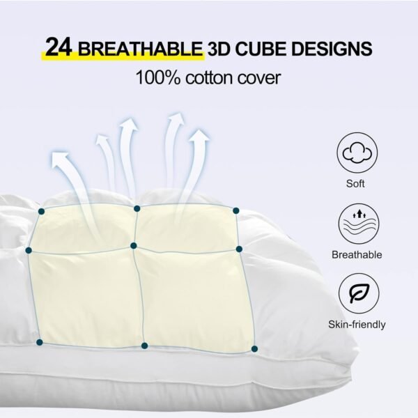 Soft Pillows Queen Size for Sleeping, Support Bed Pillows, Fluffy Down Alternative Pillow, Luxury Hotel Gel Pillows for Side Sleeping (White)