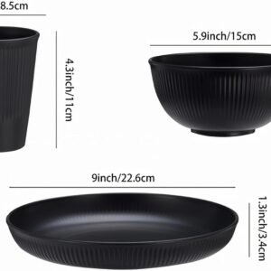 18pcs Wheat Straw Dinnerware Sets Kitchen Plates and Bowls Set, HXYPN Unbreakable Dinner Plates Cereal Bowls Drinking Cups Reusable Dishes Set Microwave Dishwasher Safe Plates