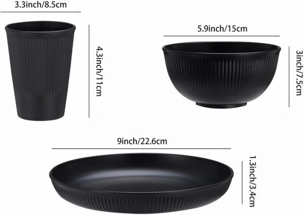 18pcs Wheat Straw Dinnerware Sets Kitchen Plates and Bowls Set, HXYPN Unbreakable Dinner Plates Cereal Bowls Drinking Cups Reusable Dishes Set Microwave Dishwasher Safe Plates