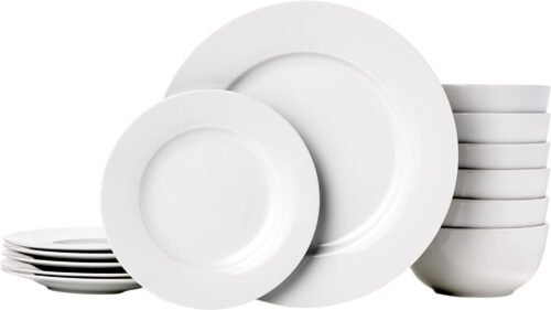 61QUTfInRxL._AC_SL1500.jpg 18-Piece Kitchen Dinnerware Set, Plates, Dishes, Bowls, Service for 6 - White