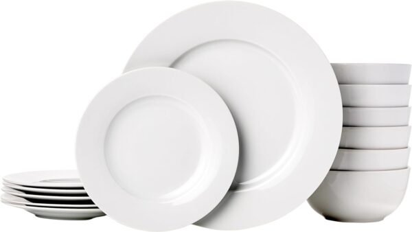 61QUTfInRxL._AC_SL1500.jpg 18-Piece Kitchen Dinnerware Set, Plates, Dishes, Bowls, Service for 6 - White