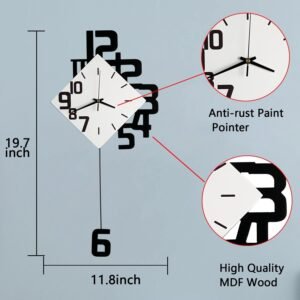 61QX1taJYpL._AC_SL1500.jpg Decorative Wall Clock for Living Room Decor, Large Modern Wall Clocks with Pendulum Battery Operated for Bedroom Office Kitchen Home, 19.7 Inch Big Silent Wall Clock Non Ticking