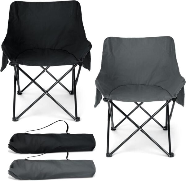 61QXZ5lCkjL._AC_SL1500.jpg Camping Chair for Adults, Compact Folding Portable Chairs Set with Side Pockets for Outdoors Fishing, Hiking, Backpacking, Picnic, Beach, Travel, Supports to 250lbs, & Storage Bags (Black)